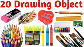 20 Drawing Objects Names in English with Pictures & Sounds for Kids