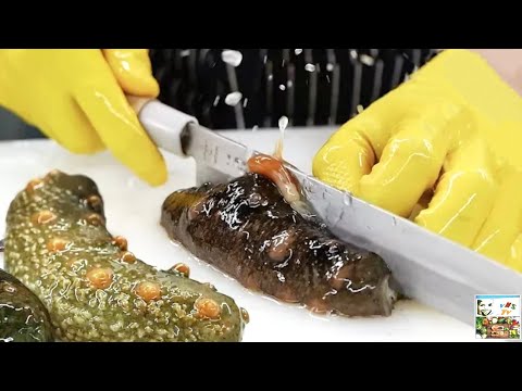 Сашими из МОРСКОГО ОГУРЦА / Sea CUCUMBER Sashimi / КОРЕЙСКАЯ Кухня _ Full-HD.mp4