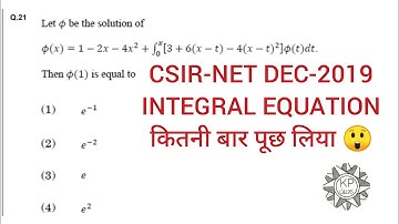 CSIR NET MATHEMATICS /DEC 2019 / VOLTERA INTEGRAL EQUATION