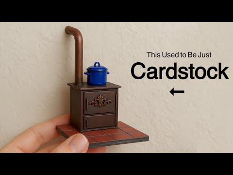 Miniature Stone Wall, Ceramic Pot & Cast Iron Stove DIY – Full Tutorial from Cardboard!