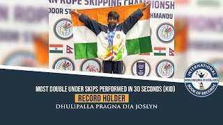 MOST DOUBLE UNDER SKIPS PERFORMED IN 30 SECONDS (KID)