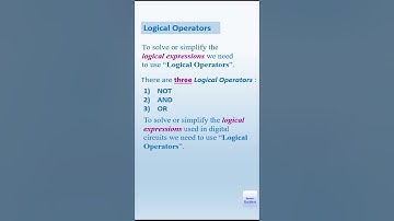 Boolean Algebra - Logical Operators   | Sarita