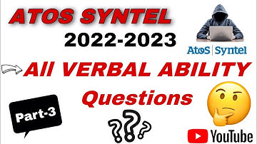 Atos Syntel Verbal Ability Questions 2022-2023 | Atos Syntel Assessment | Atos Syntel | Placements