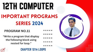 Display pattern of stars using nested loop || Computer 12th Class Important Programs Questions 2024