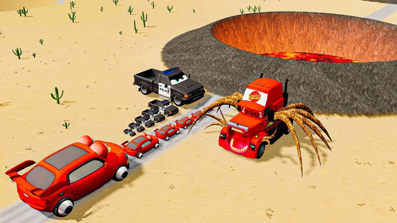 Police Car vs Zombie Mack &  Big & Small McQueen #  BeamNG.drive