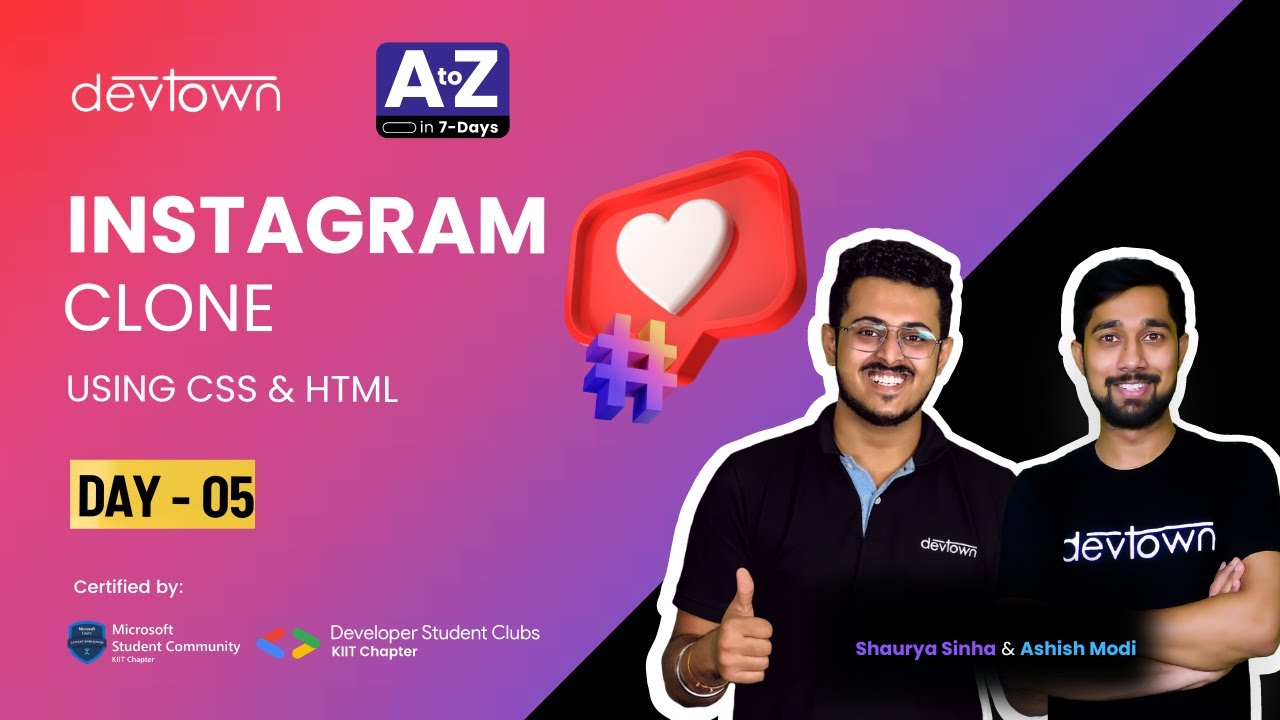 [LIVE] DAY 05 - Instagram clone using HTML & CSS | COMPLETE in 7 - Days ...