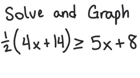 Linear Inequality: Solve and graph 1/2 (4x + 14) ≥ 5x + 8