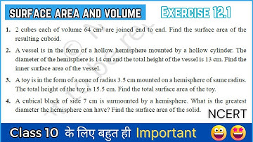 surface area and volume class 10 ex 12.1 | surface area and volume class 10 | ncert | exercise 12.1
