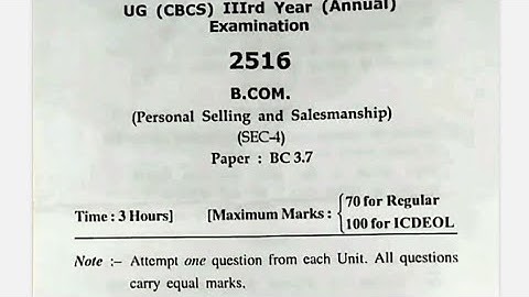 HPU Personal Selling and Salesmanship question paper 2020-21 | B.Com final year question paper