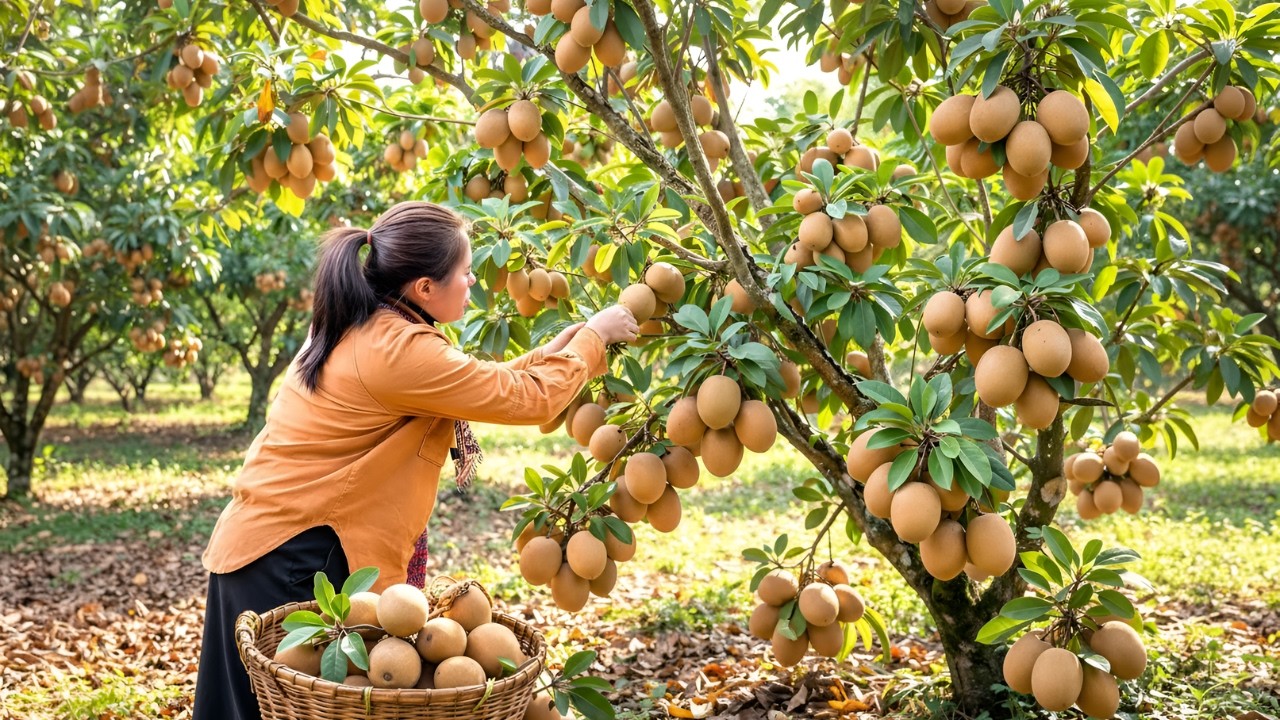 Harvesting sapodillas for sale - Taking care of the garden, making delicious dishes for the family