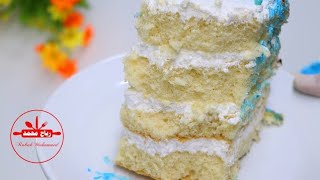 Sponge cake for happy occasions with simple and quick decoration, family size كيك اسفنجي للمناسبات