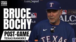 Bruce Bochy Reacts to Evan Carter Fearlessness, Jordan Montgomery Dominance \& Rangers ALCS GM1 Win