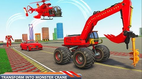 Monster Crane robot Car – Excavator robot game Go Jins - Robot Games and Shooting Games Gameplay #4
