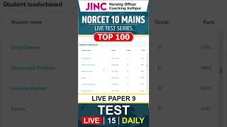 Top 100: NORCET 10MAINS LIVE TESTSERIES 15 TEST DAILY #9TH #jincgurukul #norcet #education #shorts