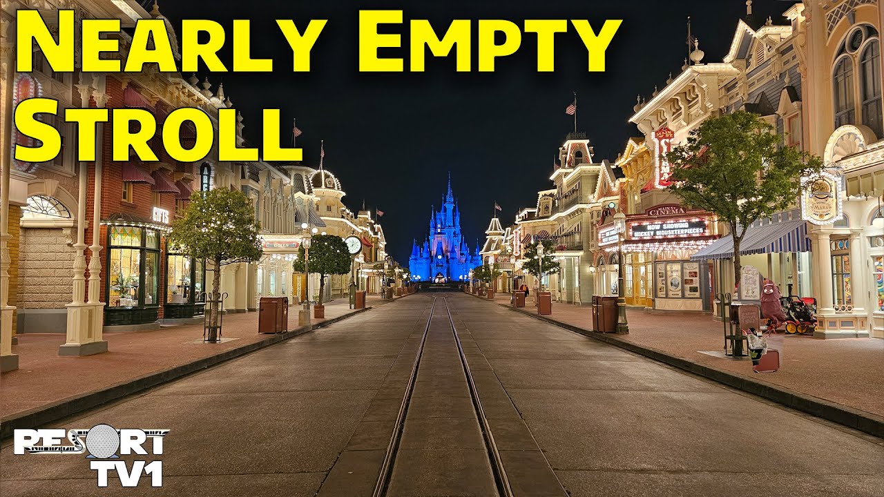 Nearly Empty Magic Kingdom Main Street USA Relaxing Stroll - Spring 2024 - Walt Disney World