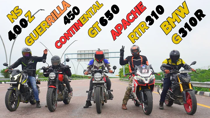 Guerrilla 450 vs Pulsar NS400Z vs Apache RR310 vs Continental GT650 vs BMW G310R Drag Race 🔥🔥