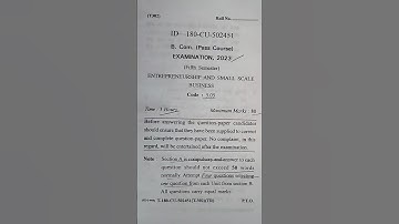 Entrepreneurship and Small Scale Business B.com final year (Vth semester) GURUGRAM University