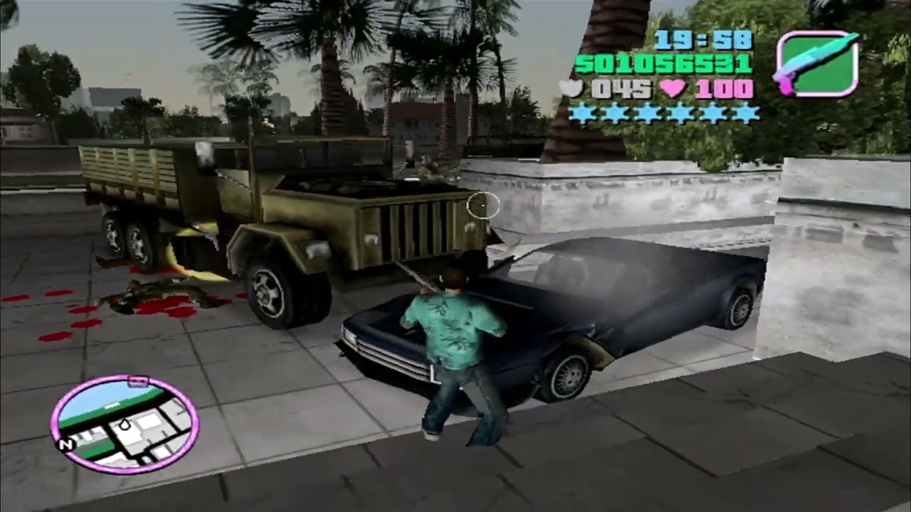 GTA Vice City 6 Star Max Wanted Level + Army & Police Tank Rampage