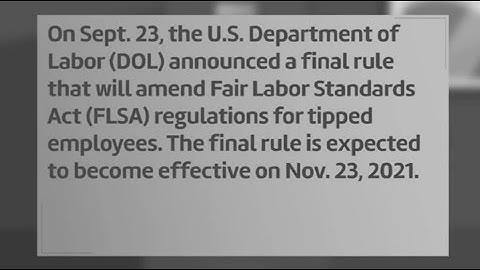 Department of Labor Requirements for Tipped Employees