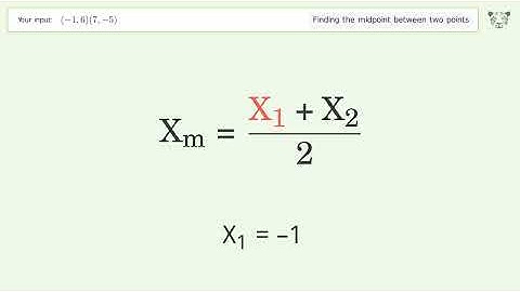 Find the midpoint between two points p1 (-1,6) and p2 (7,-5): Step-by-Step Video Solution