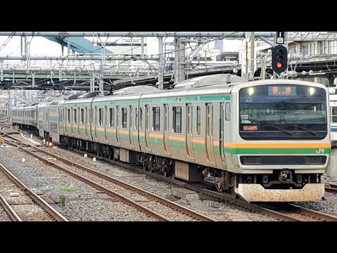 《E231系1000番台基本10両 TK入場回送(車体保全)》E231系1000番台付属宮ﾔﾏU-590編成が大宮駅④に入線到着停車！《回8648M》