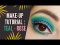 Makeup tutorial  teal  rose