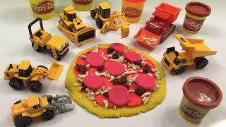 Play Doh Pizza Mighty Machines Mighty Wheels With Excavator Bulldozer Truck Toy