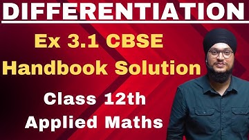 Ex 3.1 CBSE Handbook Solution | Differentiation | Applied Maths Class 12 th | IDS Sir