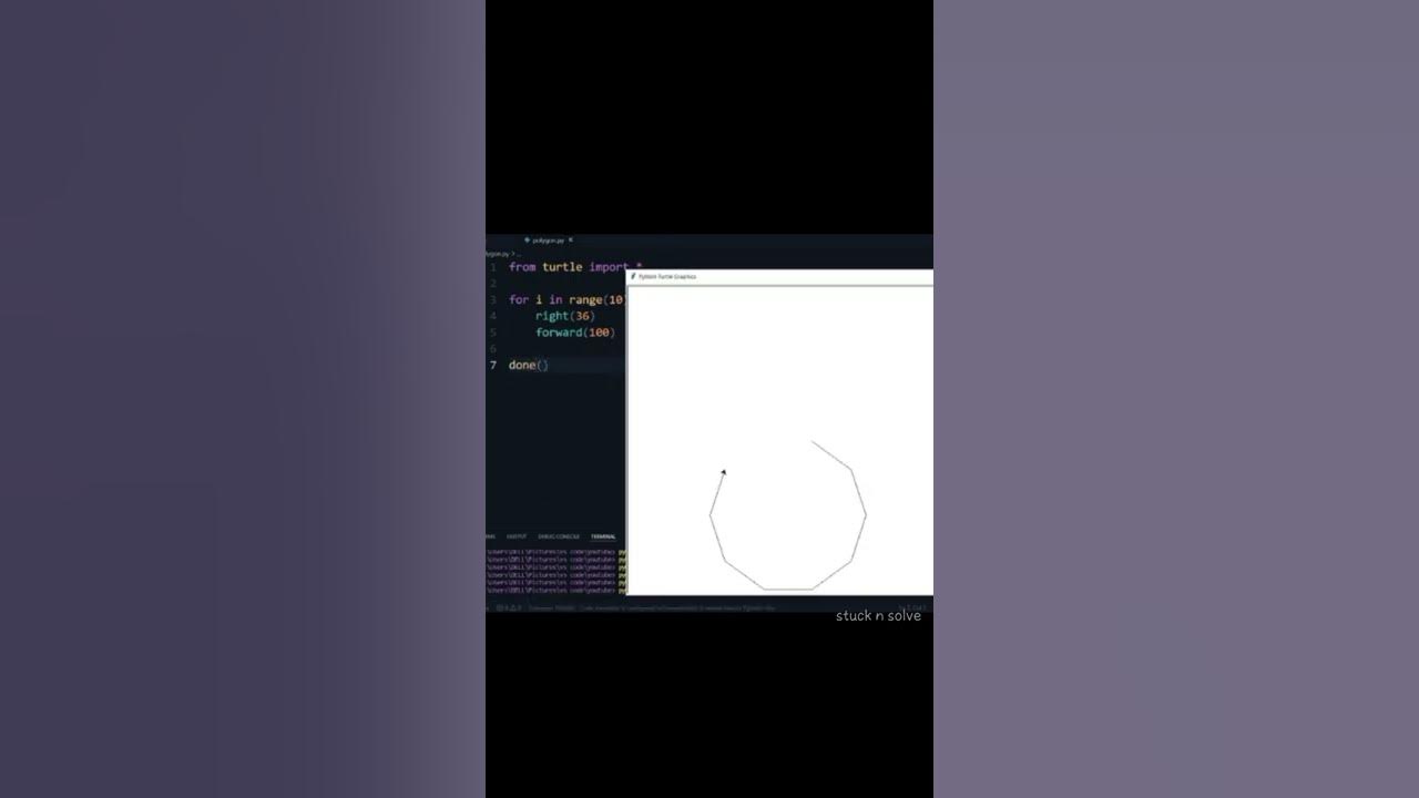 Draw a Decagon through turtle module| python program to draw a Decagon ...