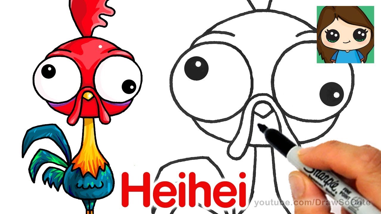 How To Draw Heihei Easy Disney Moana Chicken Youtube