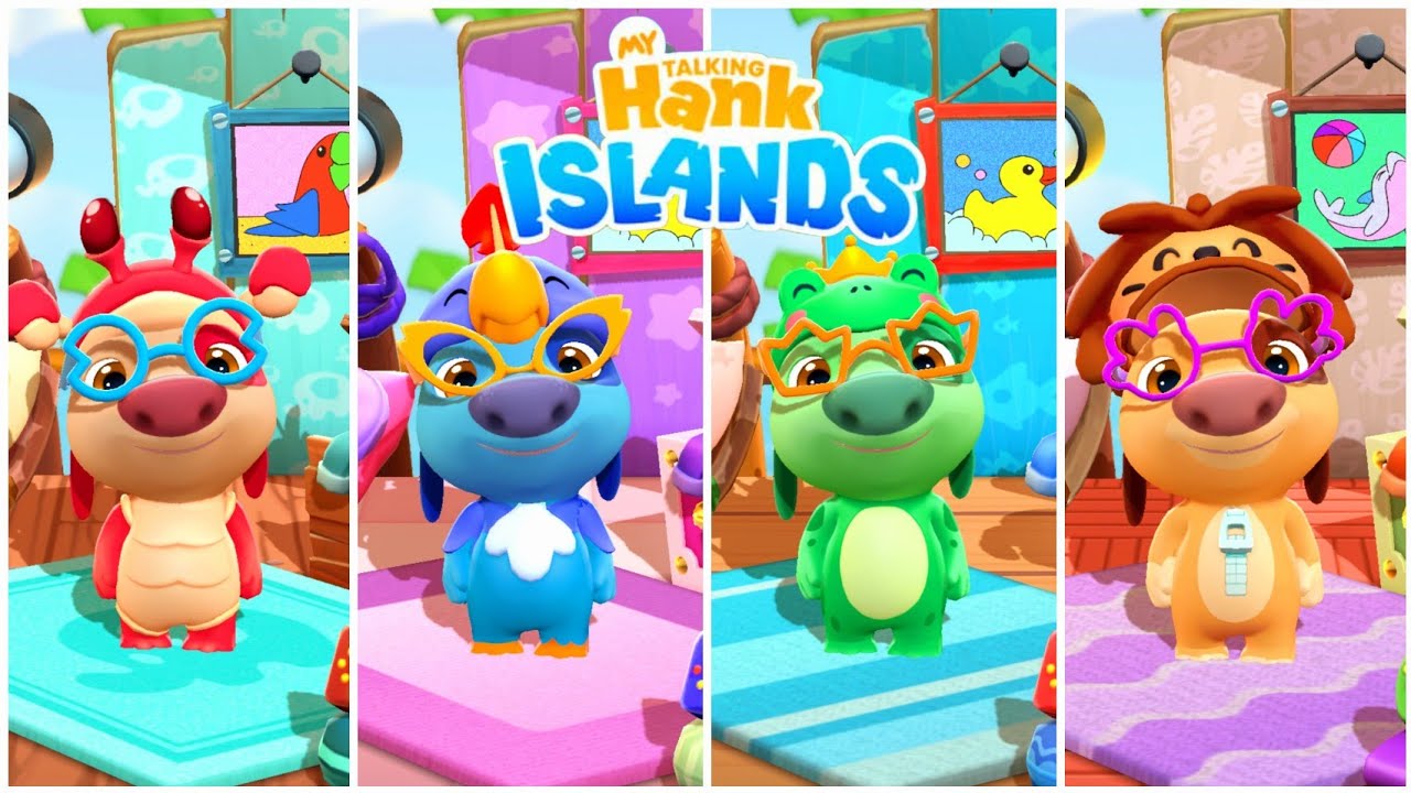 My Talking Hank Islands: Red Hank vs Blue Hank vs Green Hank vs Brown Hank Gameplay #talkingtom