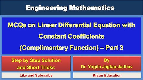 Multiple Choice Question (MCQ) -  Linear Differential Equation (LDE) Complimentary Function Part 3