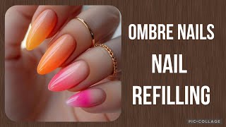 DIY Ombre Nails 2 colors | shading Nail Art Designs Tutorial | Refilling with Drill machine
