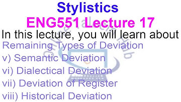 Stylistics | ENG551 Lecture 17