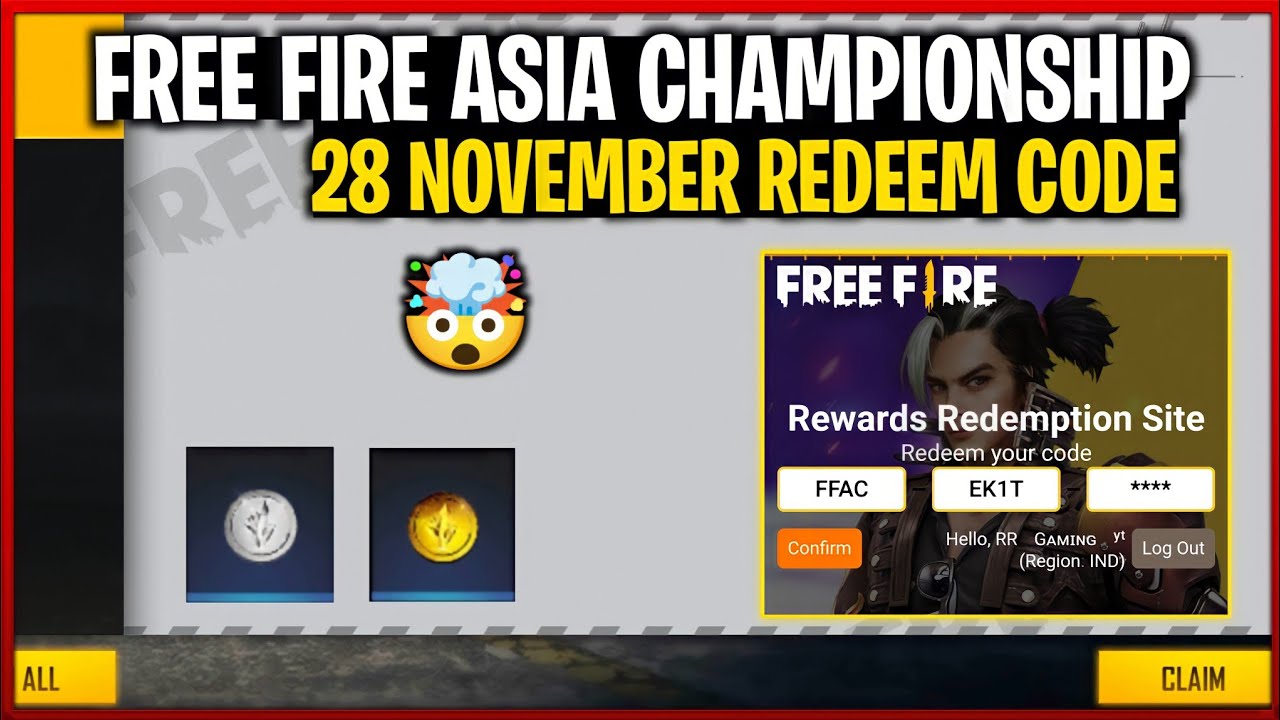 FREE FIRE ASIA CHAMPIONSHIP GRAND FINALS REDEEM CODE TODAY | FFIC REDEEM CODE TODAY FREE FIRE