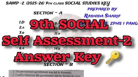 9th Class 💯SOCIAL ANSWERS (SELF ASSESSMENT-2) 2025-2026 | 9th 💯SOCIAL Real SAMP-2 Paper KEY🔐📜🗞️