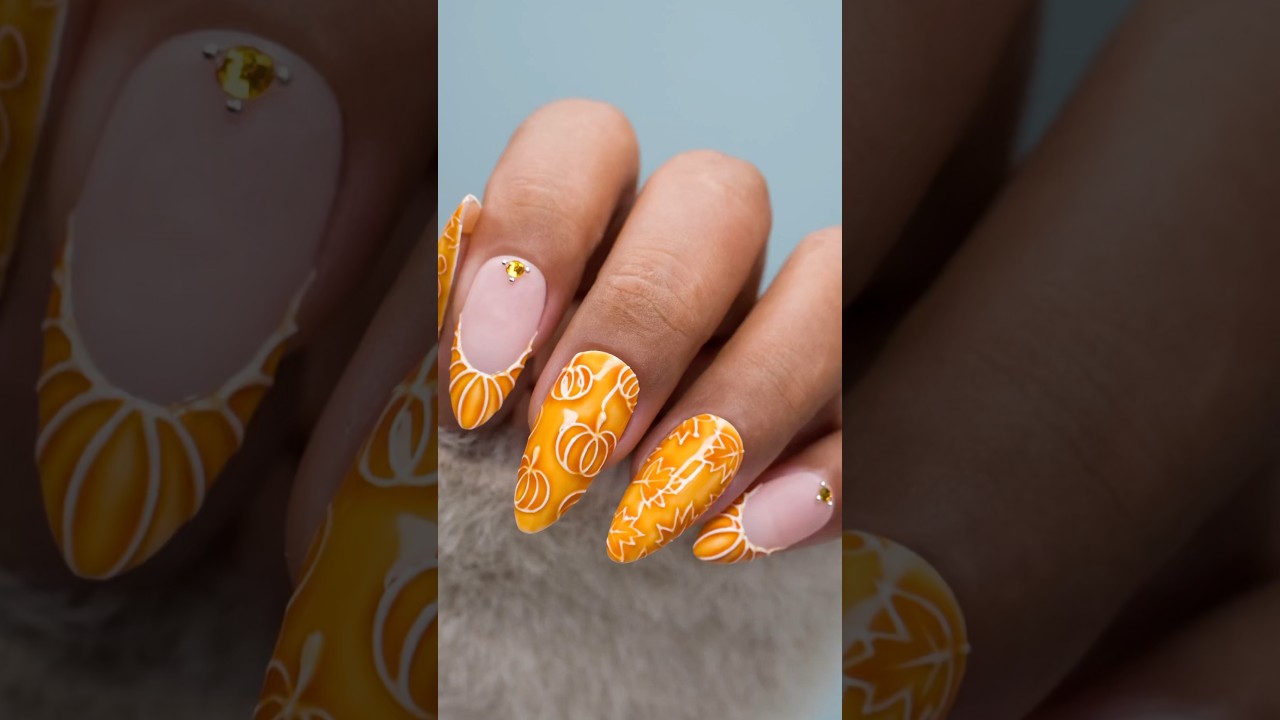 Easy Pumpkin🎃Ceramics Nail Art for Fall 🍂