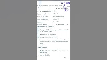 DU || Banking and Insurance B.com & B.com Hons 2022 Sem 6 #banking #insurance #delhiuniversity