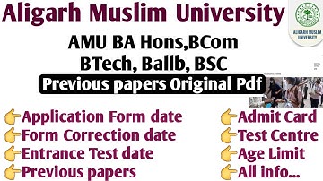 AMU BA BSc Bcom Btech BALLB Applications Form Last date 2023 AMU exam pattern complete details