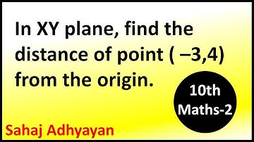 In XY plane, find the distance of point  –3,4 from the origin | Pythagoras Theorem  | class 10