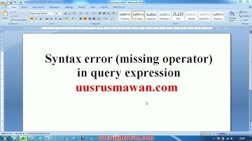 error Syntax error missing operator in query expression