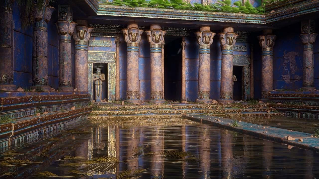Ancient Egyptian Temple Bath Ambience 🎧 Water Sounds for Sleep, Hot