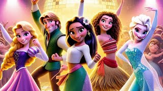 Rapunzel, Moana, Elsa, Mirabel, Anna Dancing Disco | Let It Go, How Far I'll Go, I See The Light