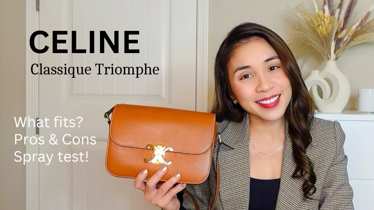 CELINE Classique Triomphe Bag review - What fits? Pros & Cons..Spray ...