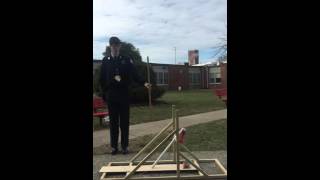 AP Physics 1 Trebuchet Project Launch Day #2 (5.4 m) *counterweigh height .4318 m*