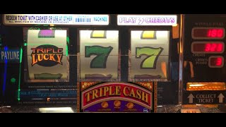 CLASSIC OLD SCHOOL CASINO SLOTS: TRIPLE CASH + TRIPLE LUCKY 7'S SLOT PLAY! NICE WINS! screenshot 2