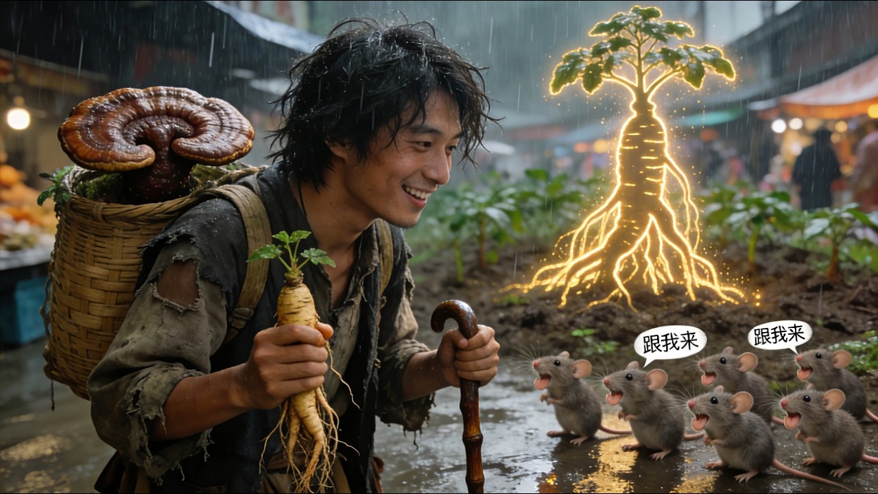 【完結】🔥小老鼠聽懂他的話帶他找到了很多大人參、靈芝？窮小子穿越災年懂獸語帶村民致富