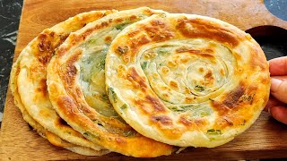 Just Flour salt and basil leaves No oven No yeast 10 minutes flatbread recipe