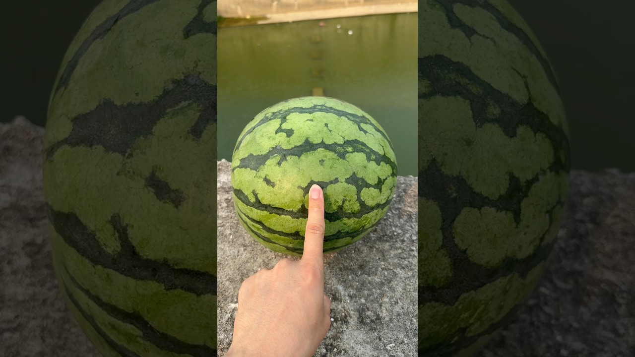 Experiment: What happens when a watermelon falls from a height onto a water surface?🍉💥#shorts