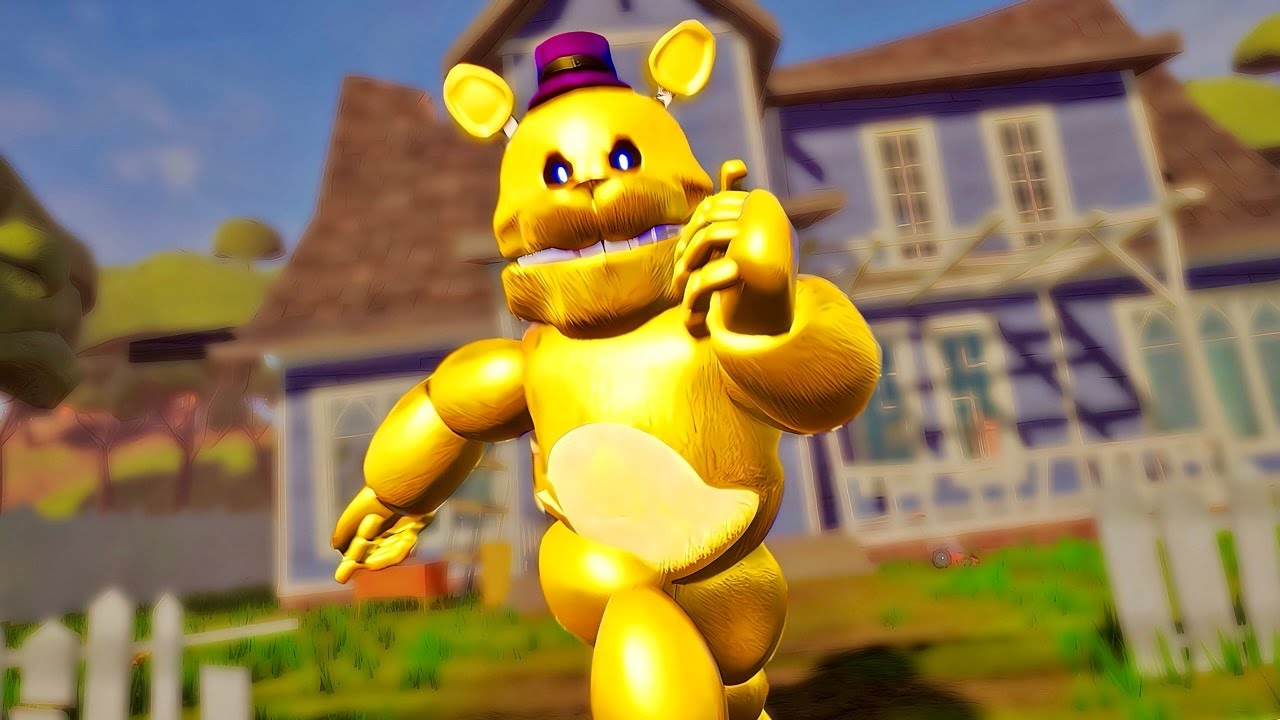 FREDBEAR IS IN HELLO NEIGHBOR NOW AND HES TOO FAST (hello fredbear)